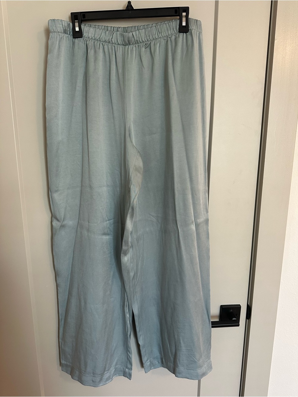 Wide Leg Elastic Waist Pants in Light Blue